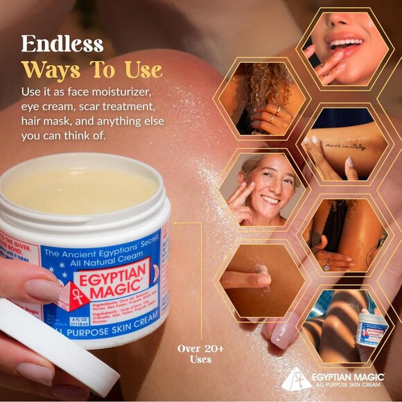 Egyptian Magic - All Purpose Face, Body, & Dry Skin Moisturizing Cream, 4oz Jar - Picture 7 of 17